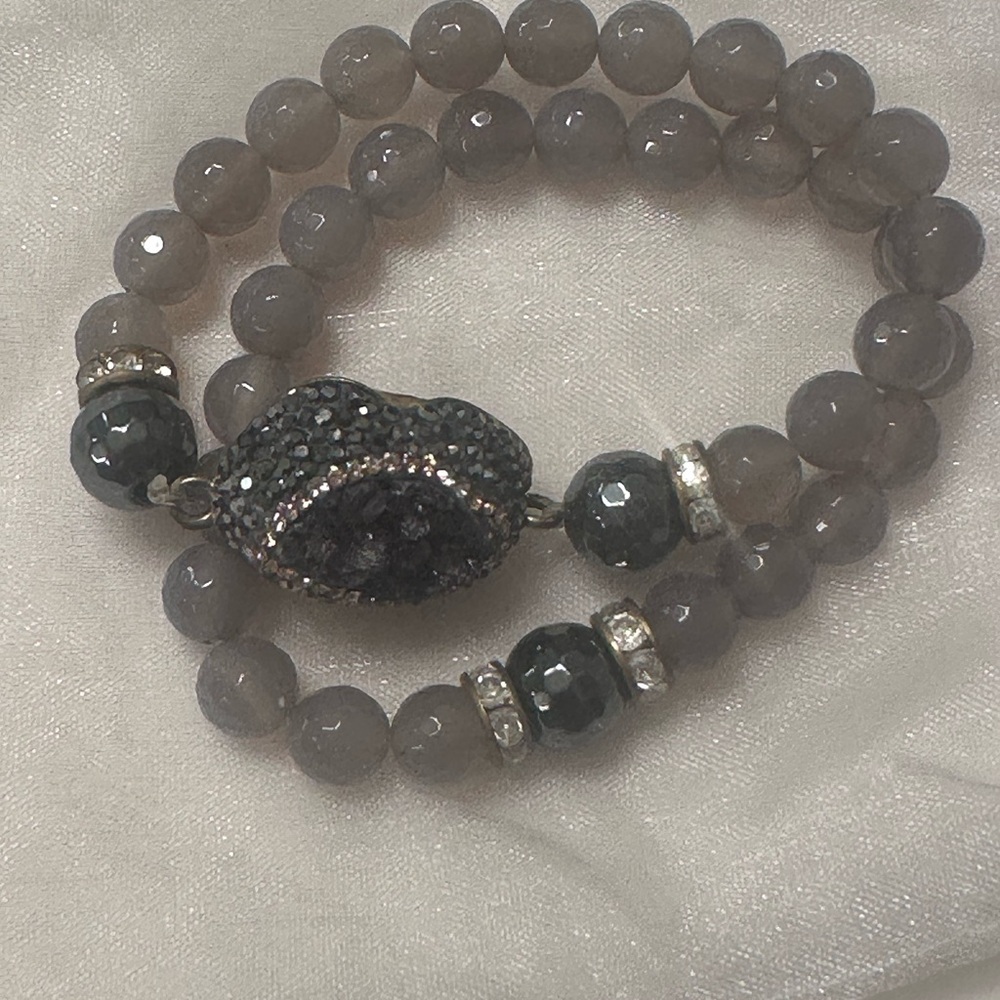 Silpada Smoky Gray and Black Beaded Bracelet
